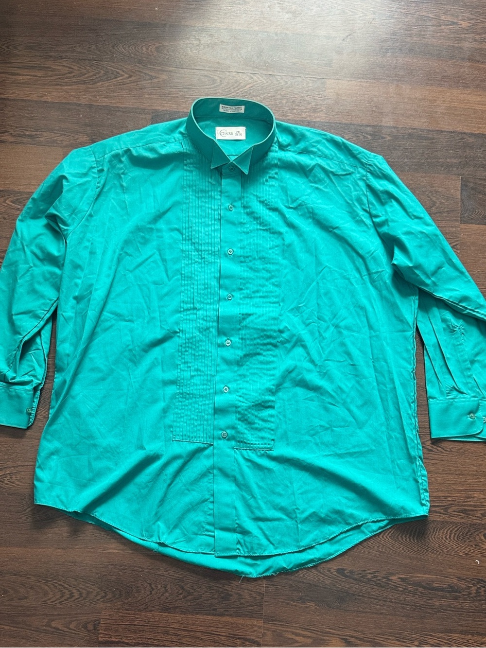 Chaplin Long Sleeve Button Down Tuxedo Shirt Teal 2XL